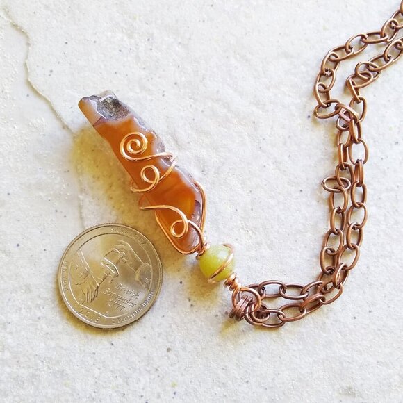 Unpredictably BadA$$! Eclectic Tan Agate Bar Pendant Necklace! Boho Gypsy Hippie - Picture 5 of 7